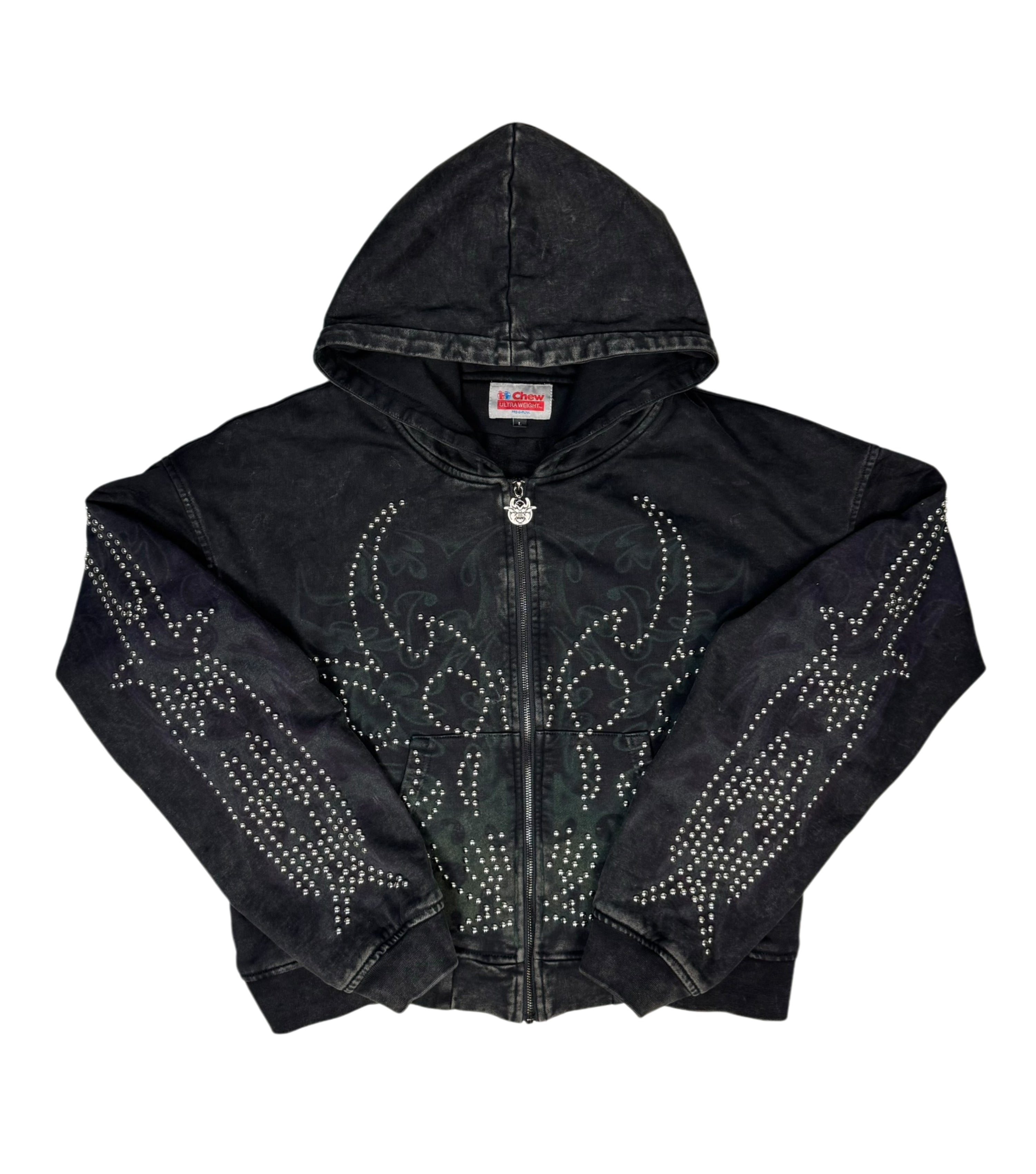 Anthracite Roach Studded Zip Hoodie – Chew Forever